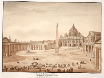 Ansicht der Petersbasilika im Vatikan, gebaut auf den Ruinen des Circus von Nero, 1833